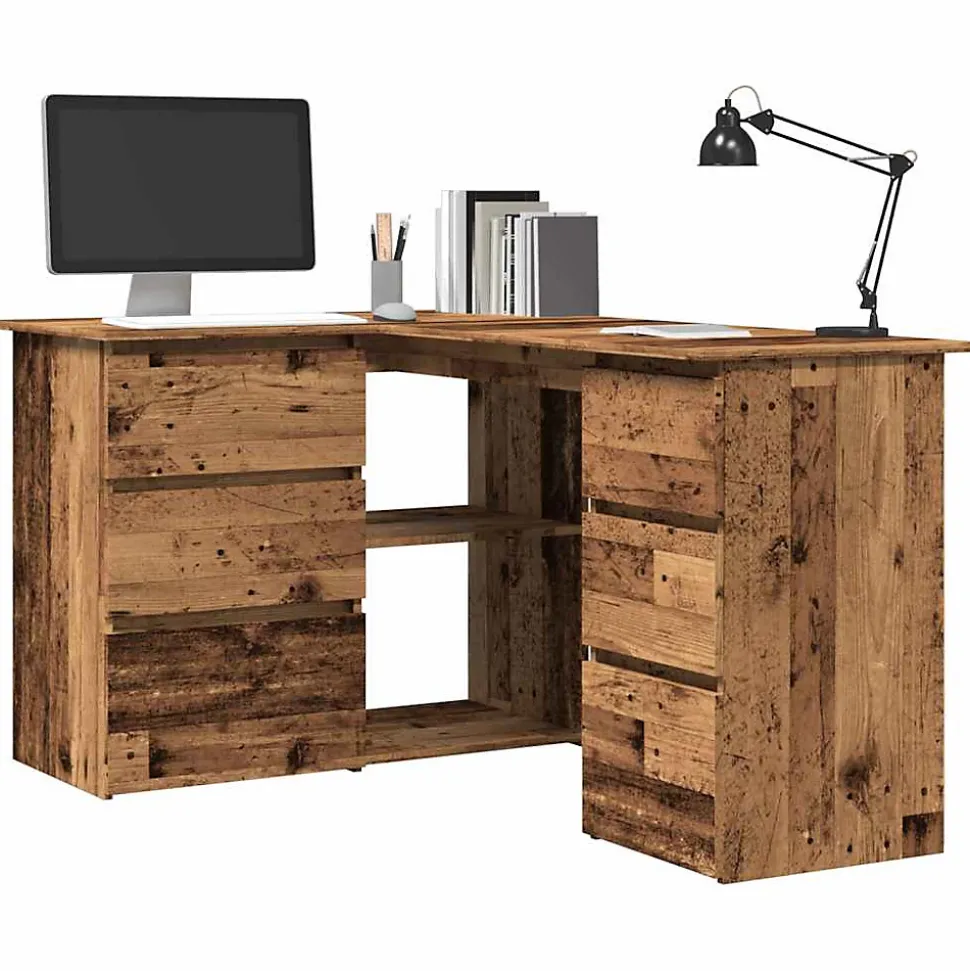 Bureau d'angle vieux bois 145x100x76 cm bois d'ingénierie vidaXL