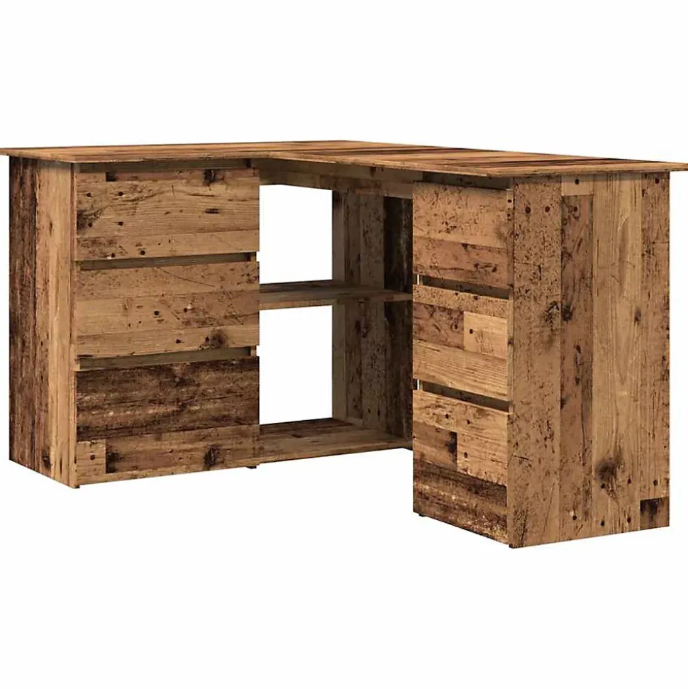 Bureau d'angle vieux bois 145x100x76 cm bois d'ingénierie vidaXL