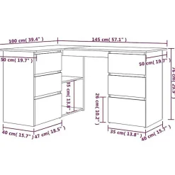 Bureau d'angle vieux bois 145x100x76 cm bois d'ingénierie vidaXL