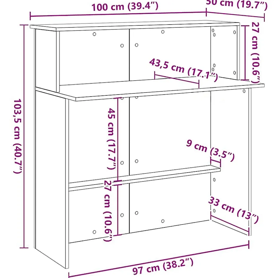 Bureau de réception Blanc 100x50x103,5 cm Bois d'ingénierie vidaXL