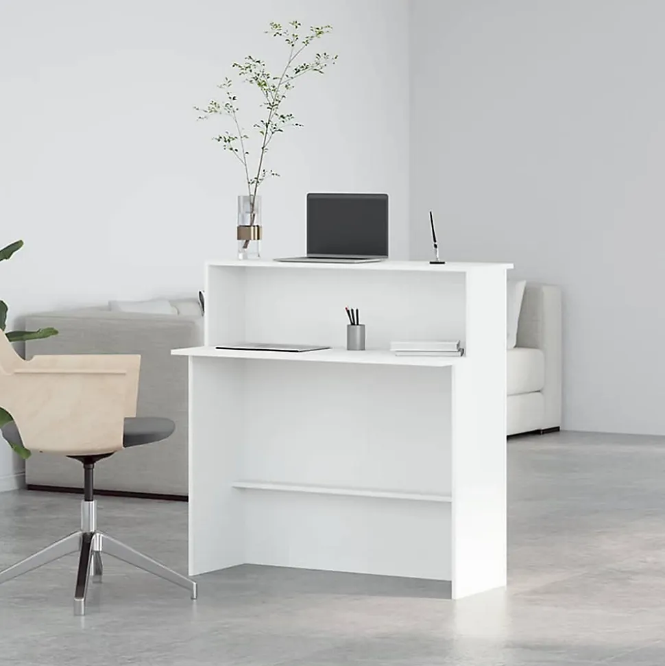 Bureau de réception Blanc 100x50x103,5 cm Bois d'ingénierie vidaXL