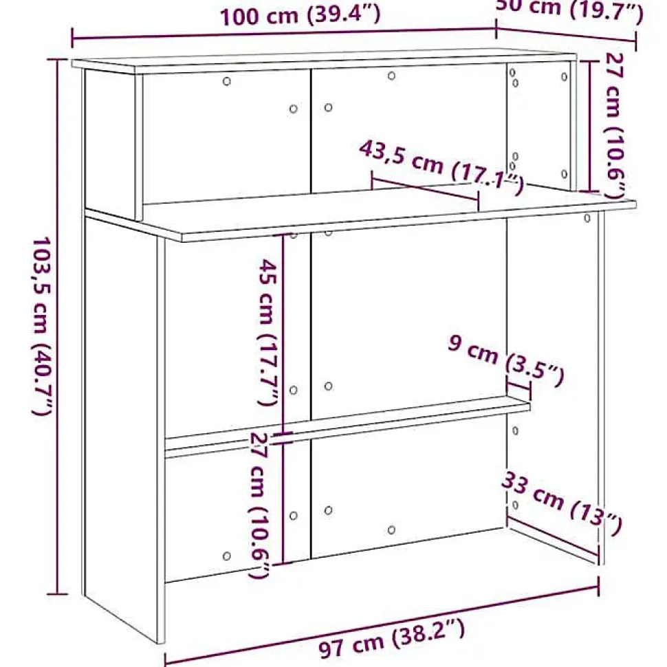 Bureau de réception Blanc 100x50x103,5 cm Bois d'ingénierie vidaXL