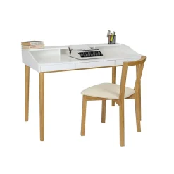 Bureau Design 3 Tiroirs "Lindenhof" 120cm Blanc & Chêne
