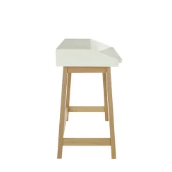 Bureau Design avec Plateau Coulissant "St James" 116cm Chêne & Blanc