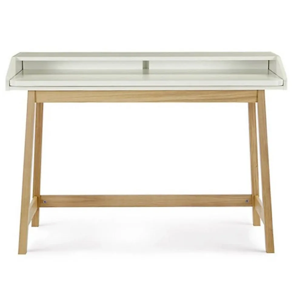 Bureau Design avec Plateau Coulissant "St James" 116cm Chêne & Blanc