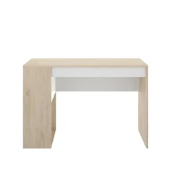 Bureau Dfalc, Bureau polyvalent pour le bureau ou la chambre, Table d'étude linéaire avec étagères, 115x50h74 cm, Chêne et Blanc