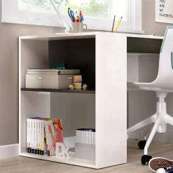 Bureau Dfalc, Bureau polyvalent pour bureau ou chambre, Table d'étude linéaire avec étagères, 115x50h74 cm, Blanc et Anthracite