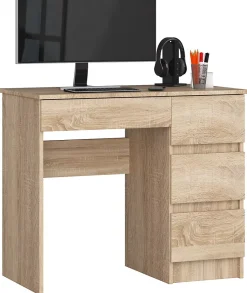 Bureau d'ordinateur AKORD droit A7 Chêne Sonoma 90 cm 4 tiroirs façade Chêne Sonoma 90x50x77 cm