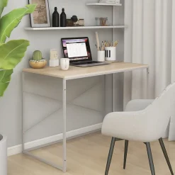 Bureau d'ordinateur Blanc chêne 110x60x70 cm Bois d'ingénierie vidaXL