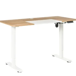 Bureau d'ordinateur, Bureau électrique assis-debout avec Moteur, Réglable en Hauteur, Métal et Blanc, 140 x 70 x 116 cm