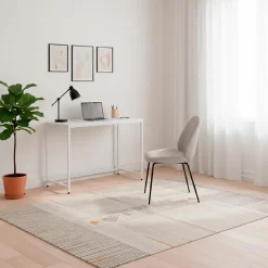 Bureau d'ordinateur moderne, blanc, non pliable
