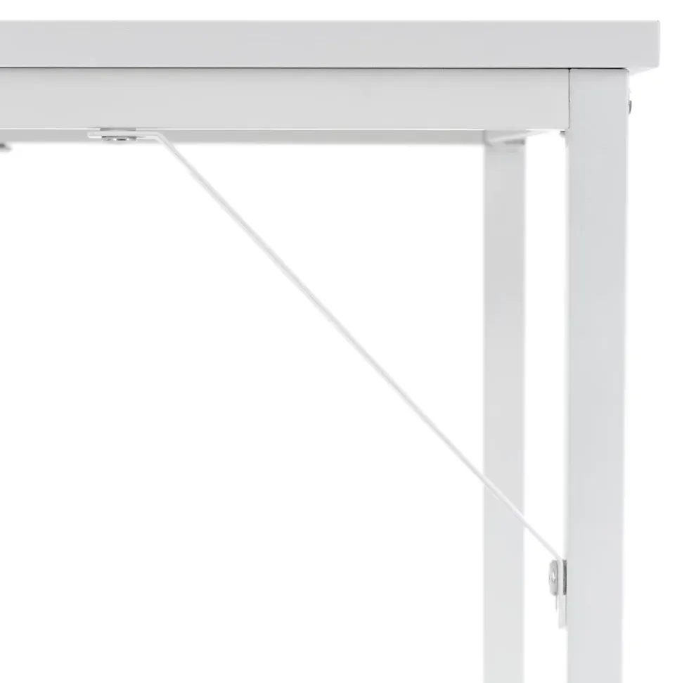 Bureau d'ordinateur moderne, blanc, non pliable