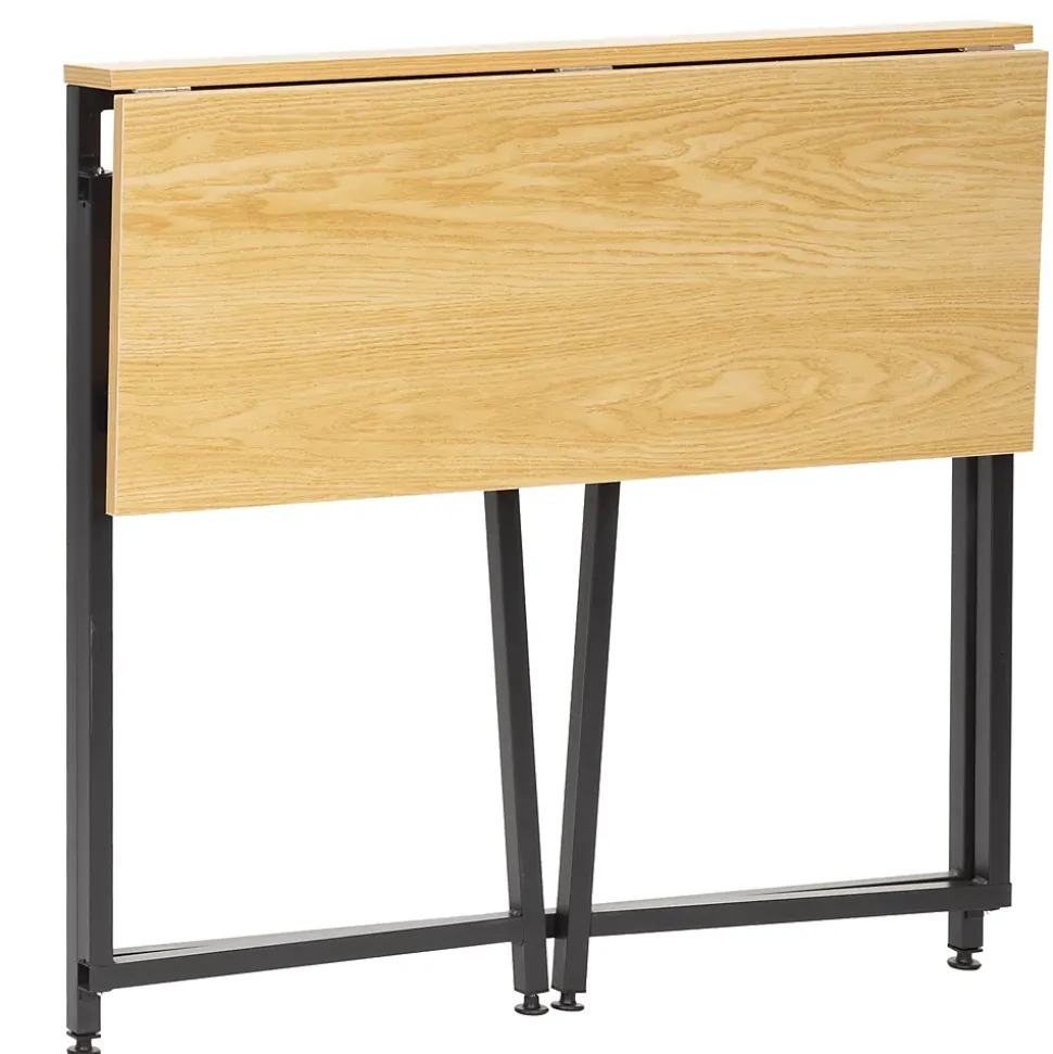 Bureau d'ordinateur pliable 80 cm table de travail compacte aspect bois brun clair