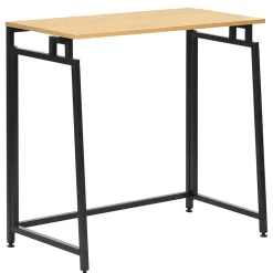 Bureau d'ordinateur pliable 80 cm table de travail compacte aspect bois brun clair