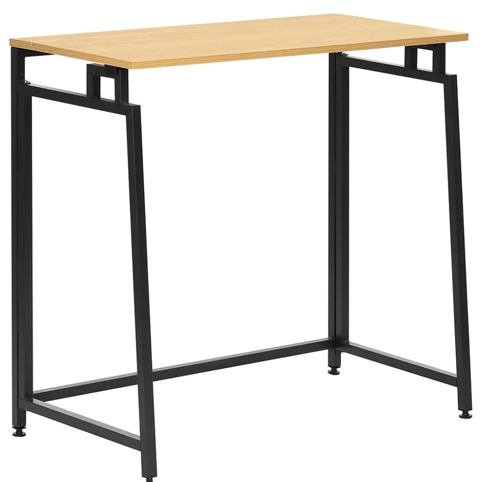 Bureau d'ordinateur pliable 80 cm table de travail compacte aspect bois brun clair
