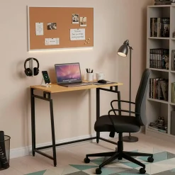 Bureau d'ordinateur pliable 80 cm table de travail compacte aspect bois brun clair