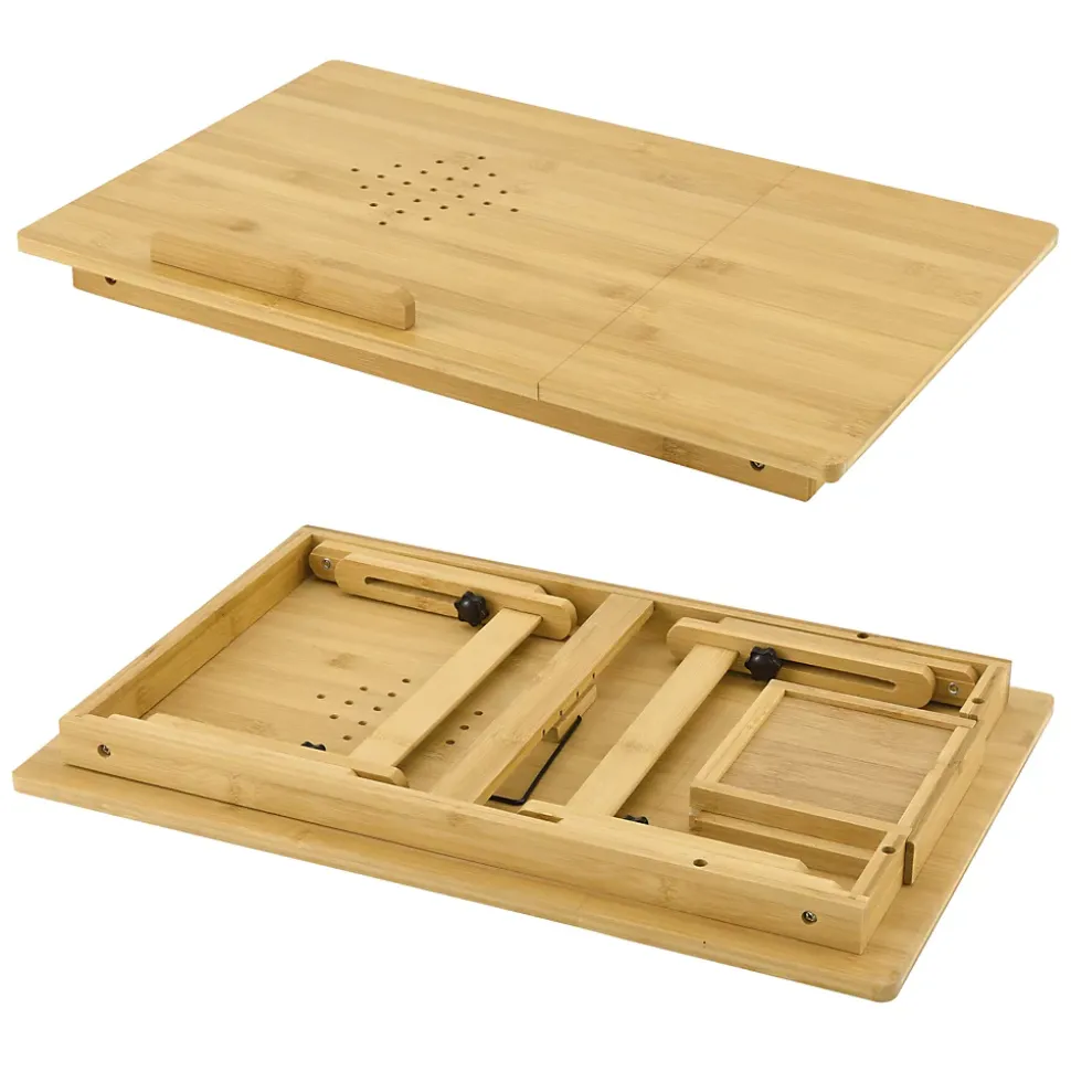 Bureau d'ordinateur portable Trysil Réglable Pliable Naturel en.casa