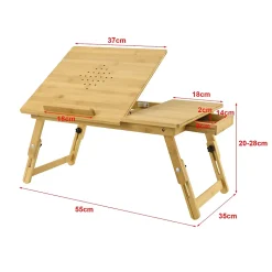 Bureau d'ordinateur portable Trysil Réglable Pliable Naturel en.casa