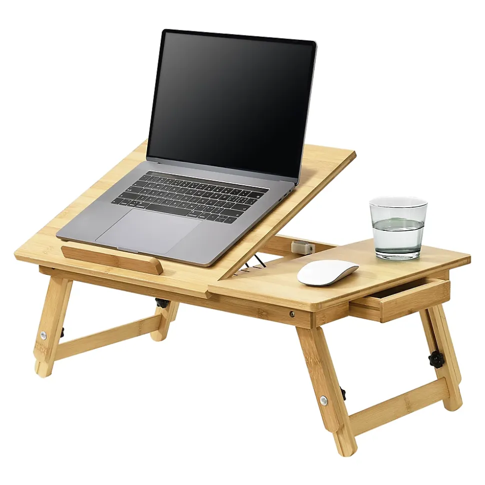 Bureau d'ordinateur portable Trysil Réglable Pliable Naturel en.casa