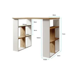 Bureau d'ordinateur scandinave - Mélaminé 18mm - Blanc & pin - 90 x 60 x 74 cm