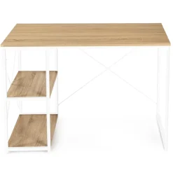 Bureau droit DETROIT design industriel bois et métal blanc