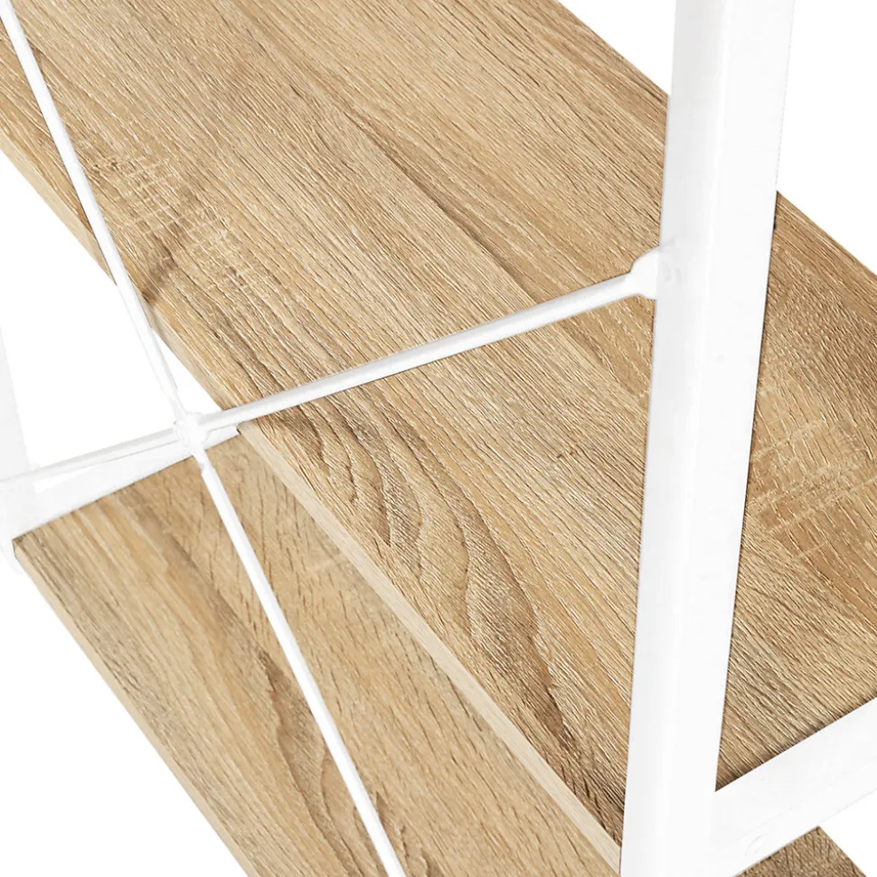Bureau droit DETROIT design industriel bois et métal blanc