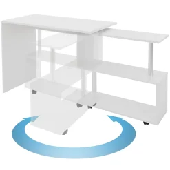 Bureau en angle blanc table de travail pivotant bureau informatique pour PC