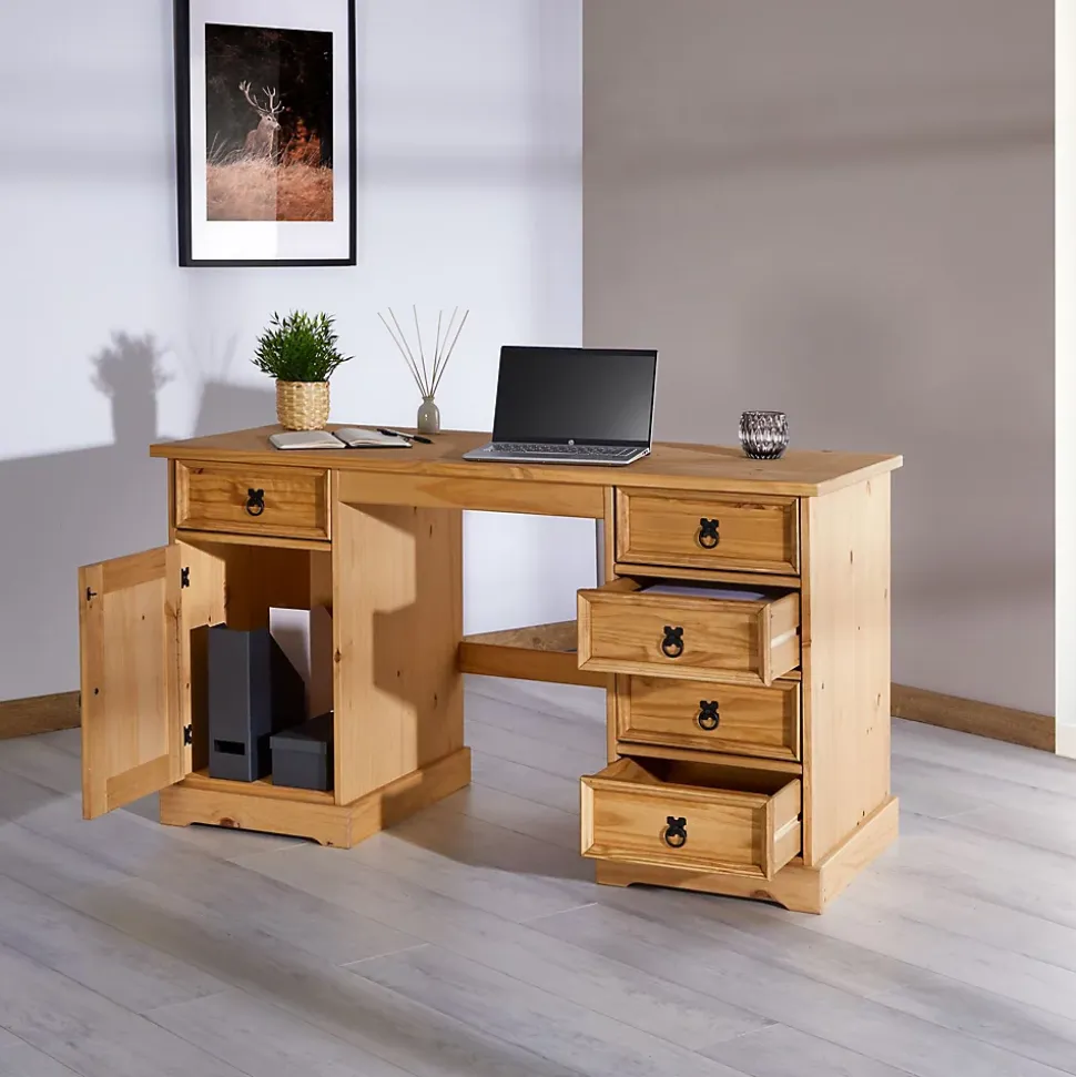 Bureau en pin TEQUILA style mexicain, finition cirée