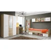 Bureau enfant DENVER Avec tiroir, porte et étagère coulissante Chene et blanc design