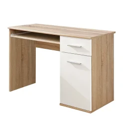 Bureau enfant DENVER Avec tiroir, porte et étagère coulissante Chene et blanc design