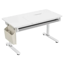 Bureau enfant réglable en hauteur Kuosa 120 x 60 cm gris blanc en.casa