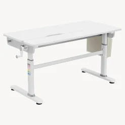 Bureau enfant réglable en hauteur Kuosa 120 x 60 cm gris blanc en.casa
