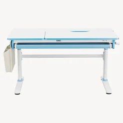 Bureau enfant réglable en hauteur Kuosa 120 x 60 cm bleu blanc en.casa