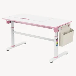 Bureau enfant réglable en hauteur Kuosa 120 x 60 cm rose blanc en.casa