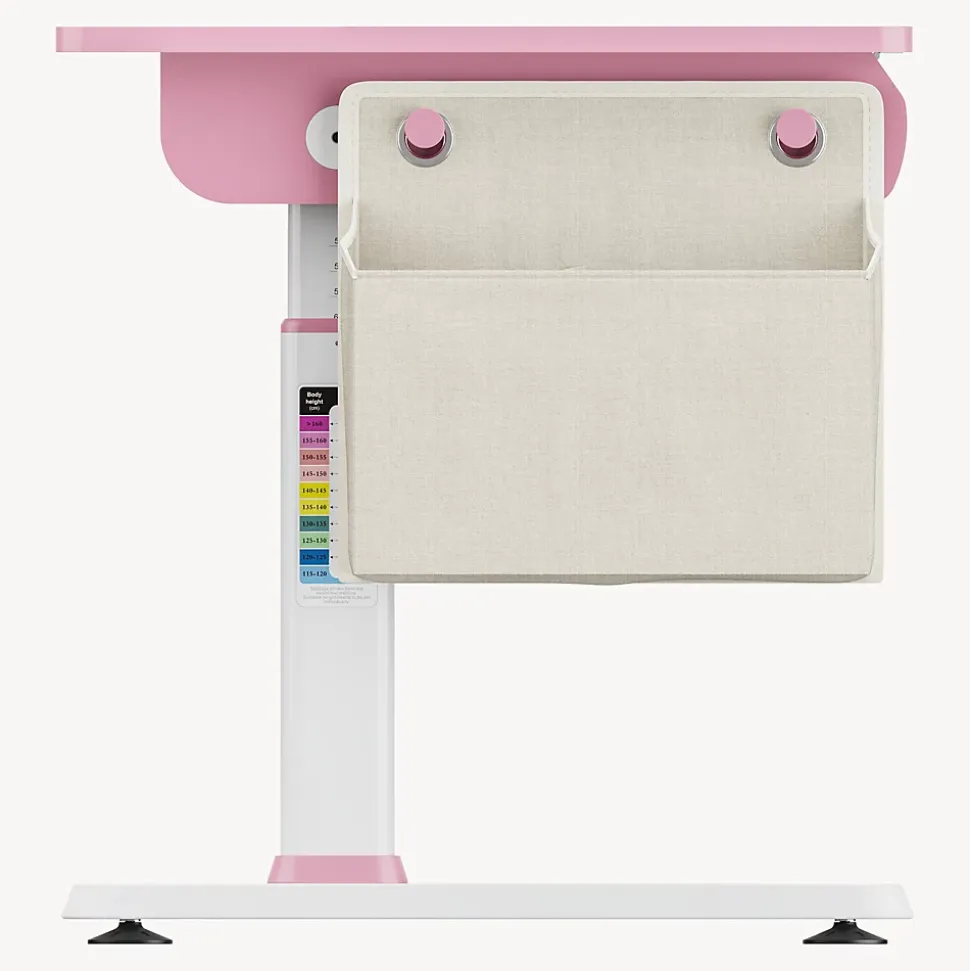 Bureau enfant réglable en hauteur Kuosa 120 x 60 cm rose blanc en.casa