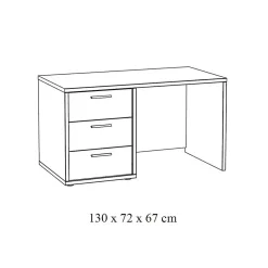 Bureau enfant robuste 3 tiroirs collection MATHEO coloris gris effet bois