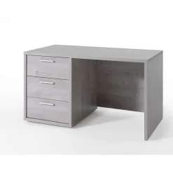 Bureau enfant robuste 3 tiroirs collection MATHEO coloris gris effet bois