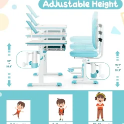Bureau Enfants Charge 80KG Table Réglable en Hauteur