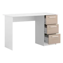 Bureau ESSENTIEL PARISOT 3 tiroirs - Décor chene et blanc - L 121,2 x P 55 x H 74,5 cm - Fabriqué en France