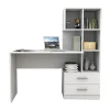 Bureau et Bibliothèque Intégrée 2 Tiroirs 6 Niches Blancs L 108.3 H 130 P 40 cm - L 108.3 x l 40 x H 130 cm