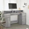 Bureau et lumières LED sonoma gris 140x55x91 cm bois ingénierie vidaXL