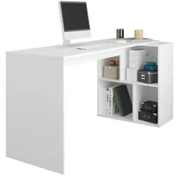Bureau et Rayonnage Blanc 4 Niches OFFICE - L 160 x l 67.5 x H 78 cm
