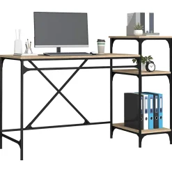 Bureau et étagères chêne sonoma 135x50x90cm bois ingénierie/fer vidaXL
