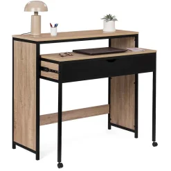 Bureau extensible 1 tiroir noir BOSTON design industriel