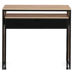 Bureau extensible 1 tiroir noir BOSTON design industriel