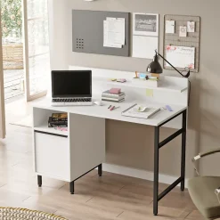 Bureau Fajaarire 120 x 60 x 100 cm blanc noir en.casa