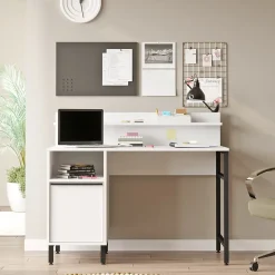Bureau Fajaarire 120 x 60 x 100 cm blanc noir en.casa