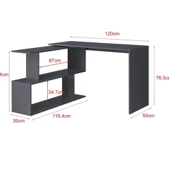 Bureau Gigogne Arendal 77 x 120 x 50 cm Gris Foncé en.casa