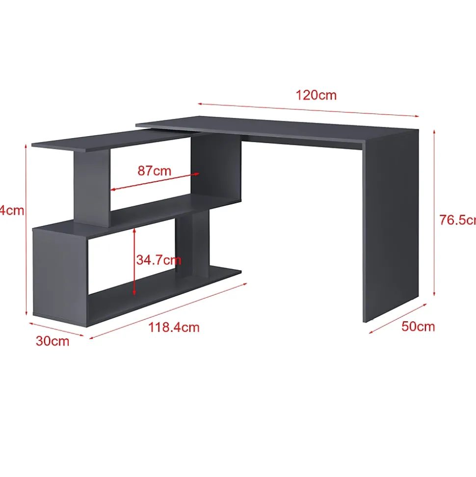 Bureau Gigogne Arendal 77 x 120 x 50 cm Gris Foncé en.casa