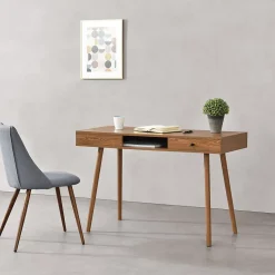 Bureau Habo 74 x 115 x 48 cm Effet Bois Foncé en.casa